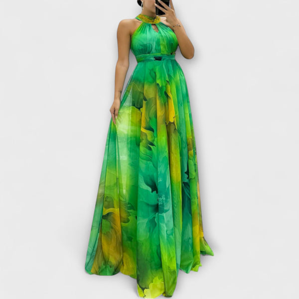 Isalie – Vestido maxi de gasa con estampado floral