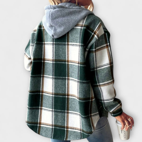 Zelina - Veste à Capuche à Motif Carreaux pour Femmes