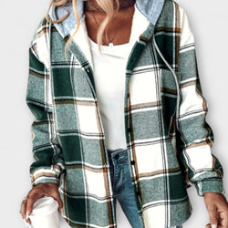Zelina - Veste à Capuche à Motif Carreaux pour Femmes