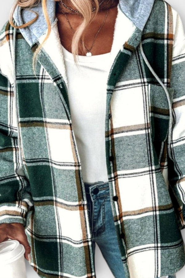 Zelina - Veste à Capuche à Motif Carreaux pour Femmes