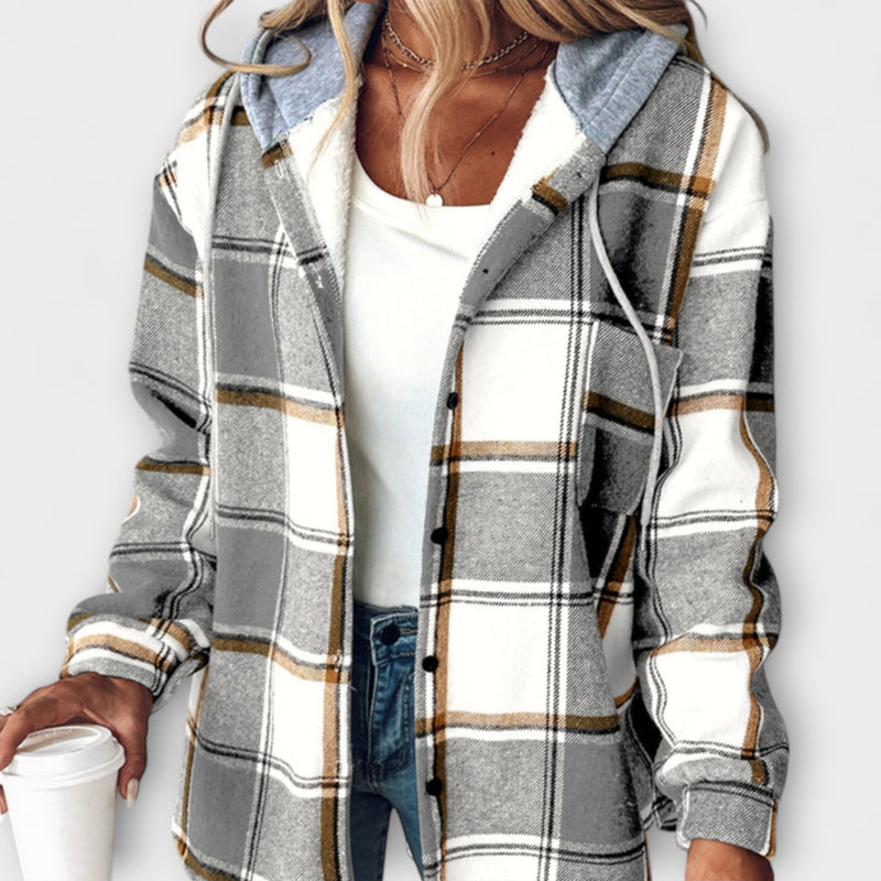 Zelina - Veste à Capuche à Motif Carreaux pour Femmes